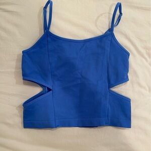 Blue crop top with cut outs